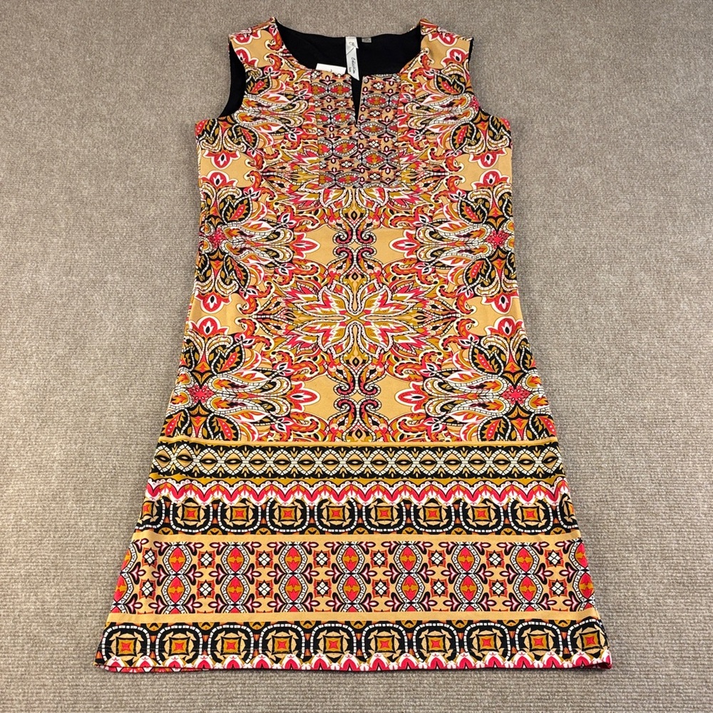 NY Collection Petite Sleeveless Medallion Print Rhinestone Shift Dress PXS